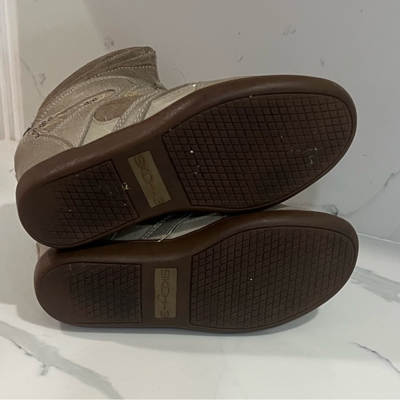 SKECHERS SKCH+3 Leather Hidden Wedge Ankle Booties Dark Taupe size 5.5 - Picture 8 of 11